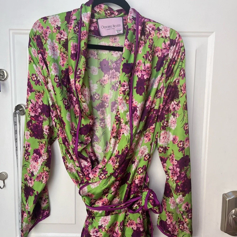 Giovanna Nicolai Silk Floral Wrap Top 40 - Picture 5 of 12